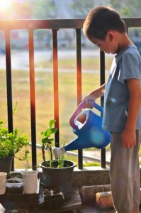 Child Watering Plant